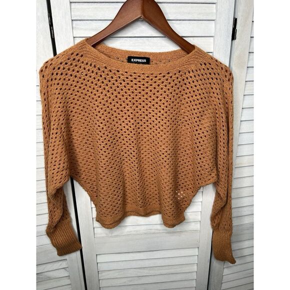 Express Woman's Cropped Burnt Orange Sweater - Picture 2 of 7